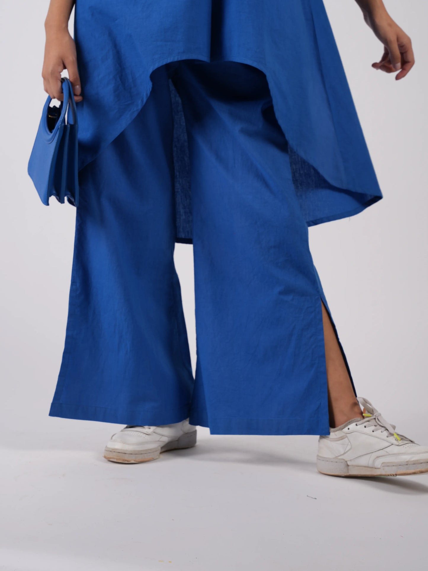 Cobalt Blue Cotton Asymmetric Co-ord Set