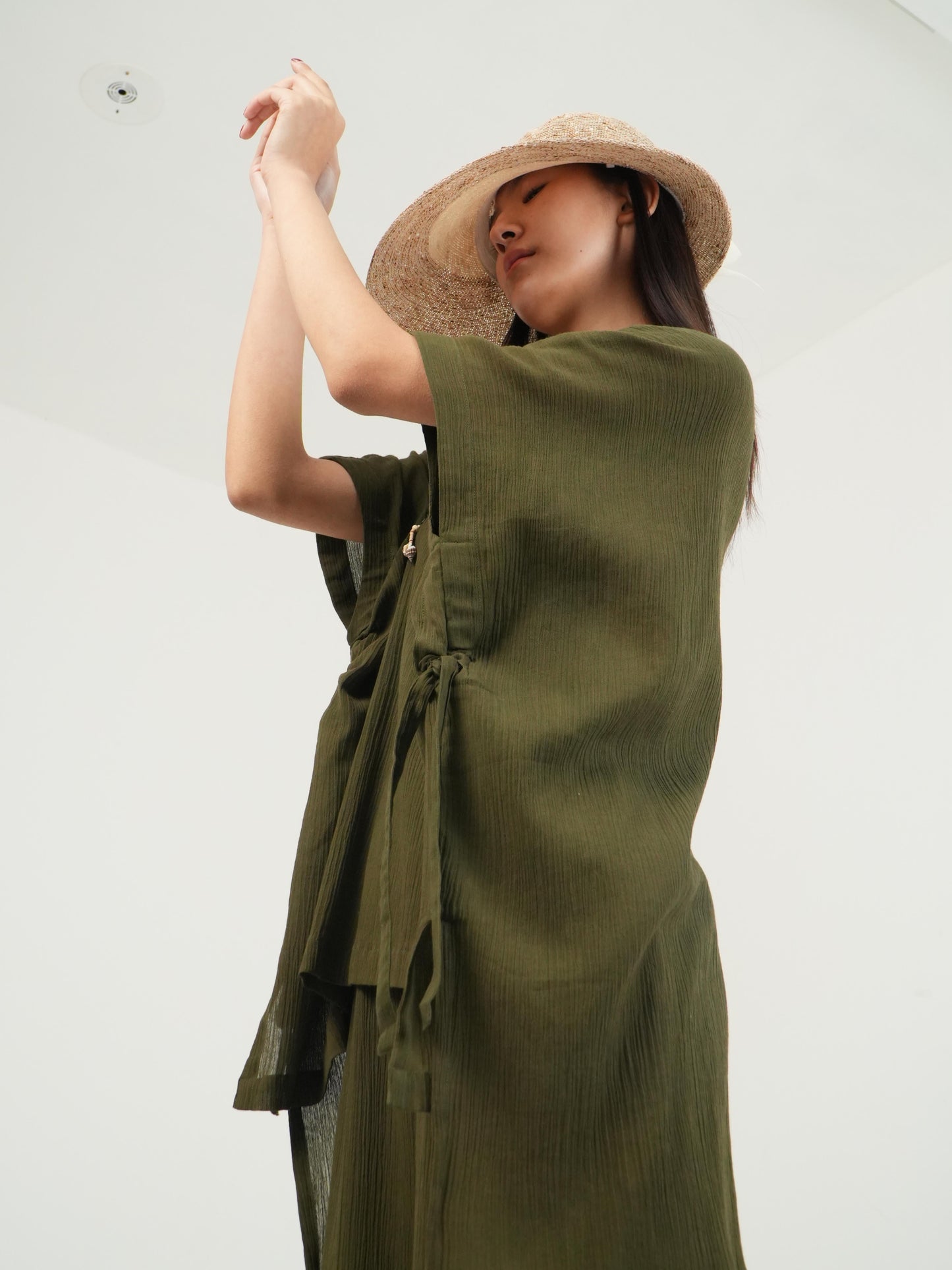 Vanshitaaz Olive Crinkled Cotton Co-ord