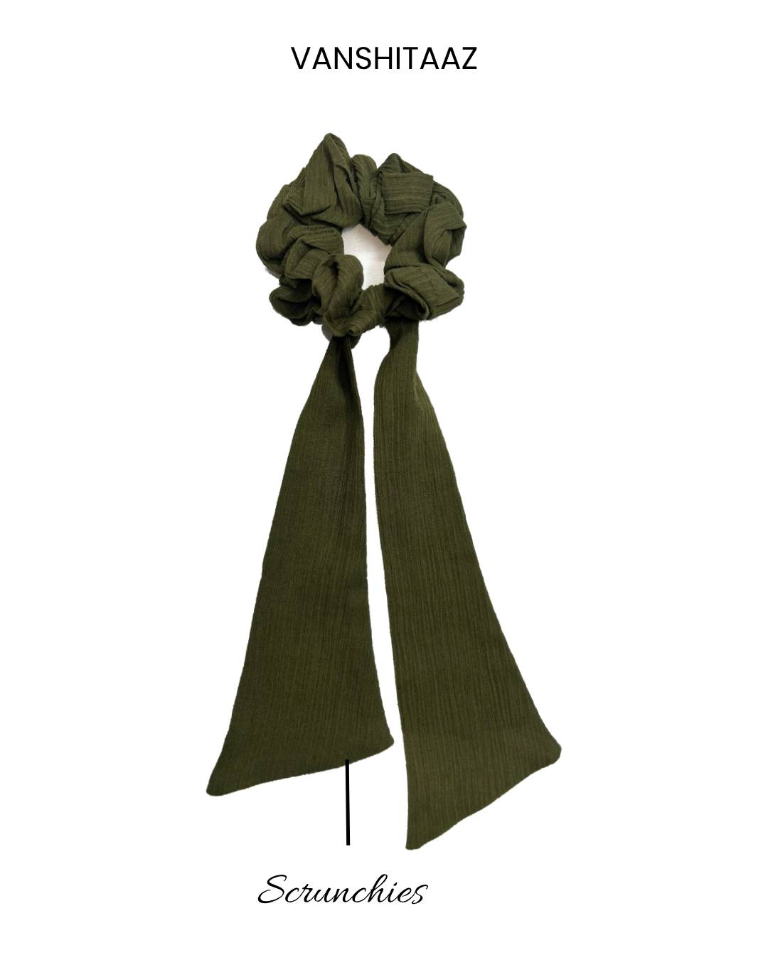 Vanshitaaz Handcrafted fabric Scrunchies - Olive
