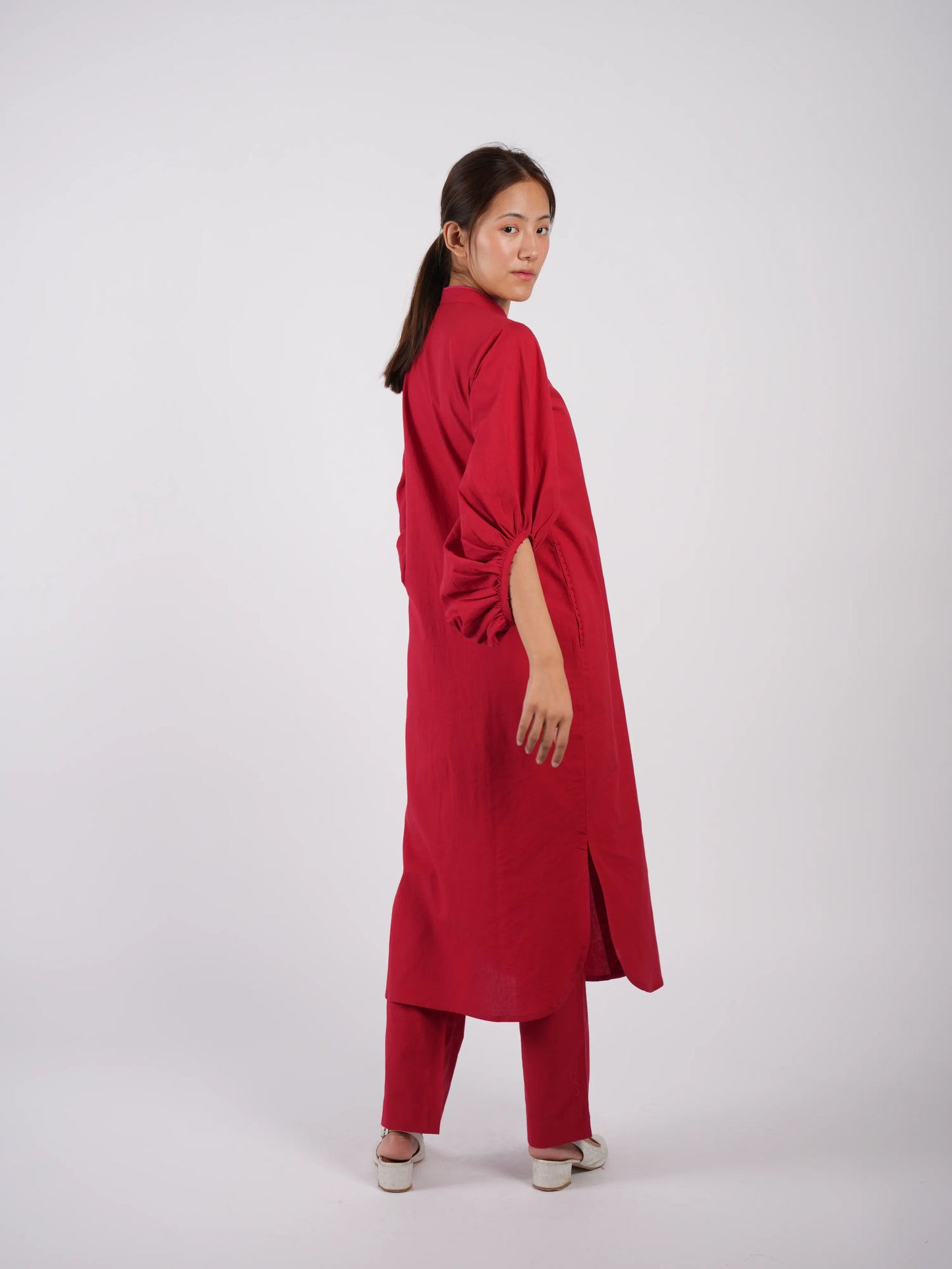 Marron Red Cotton Co-ord Set