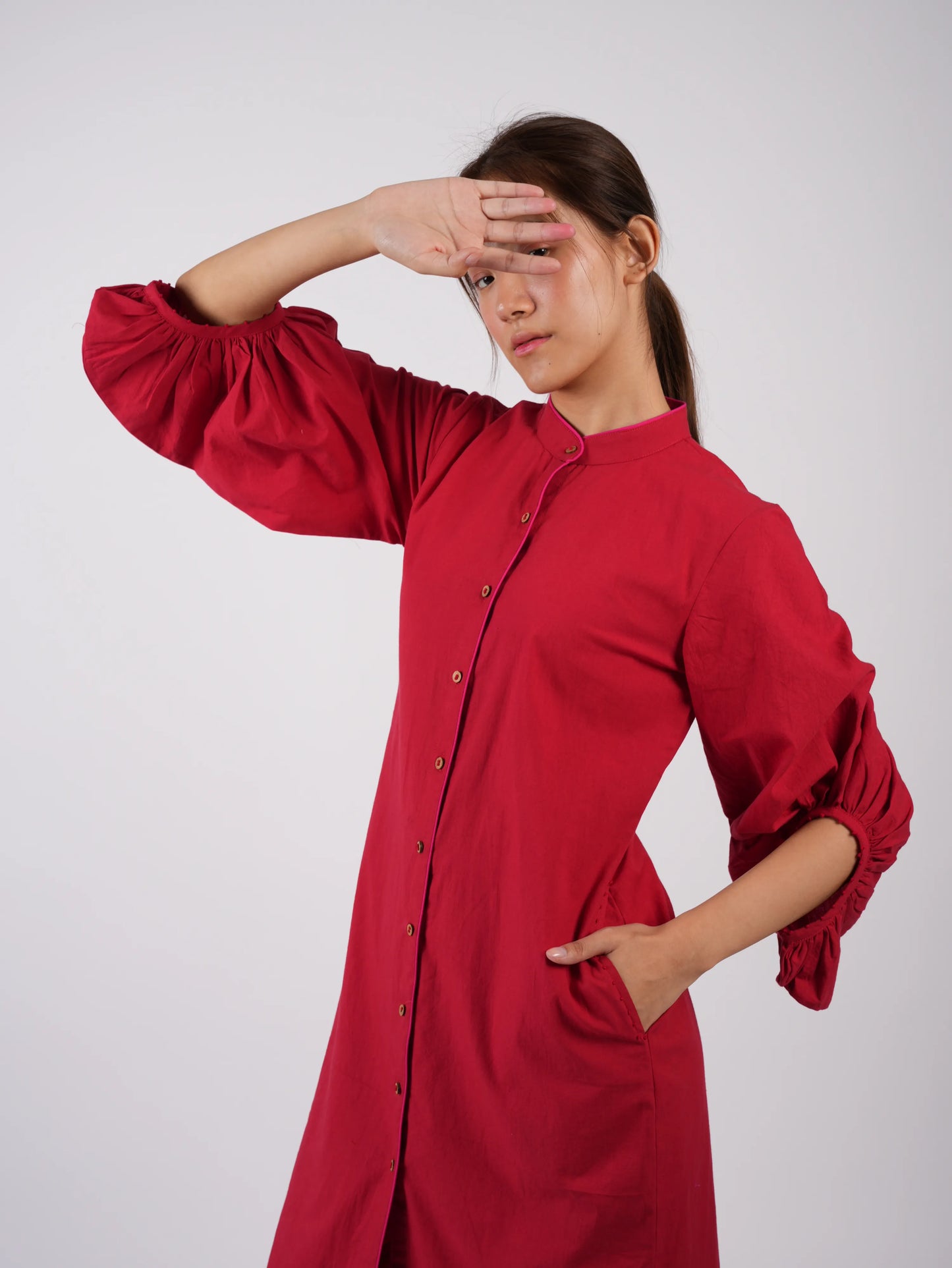 Marron Red Cotton Co-ord Set