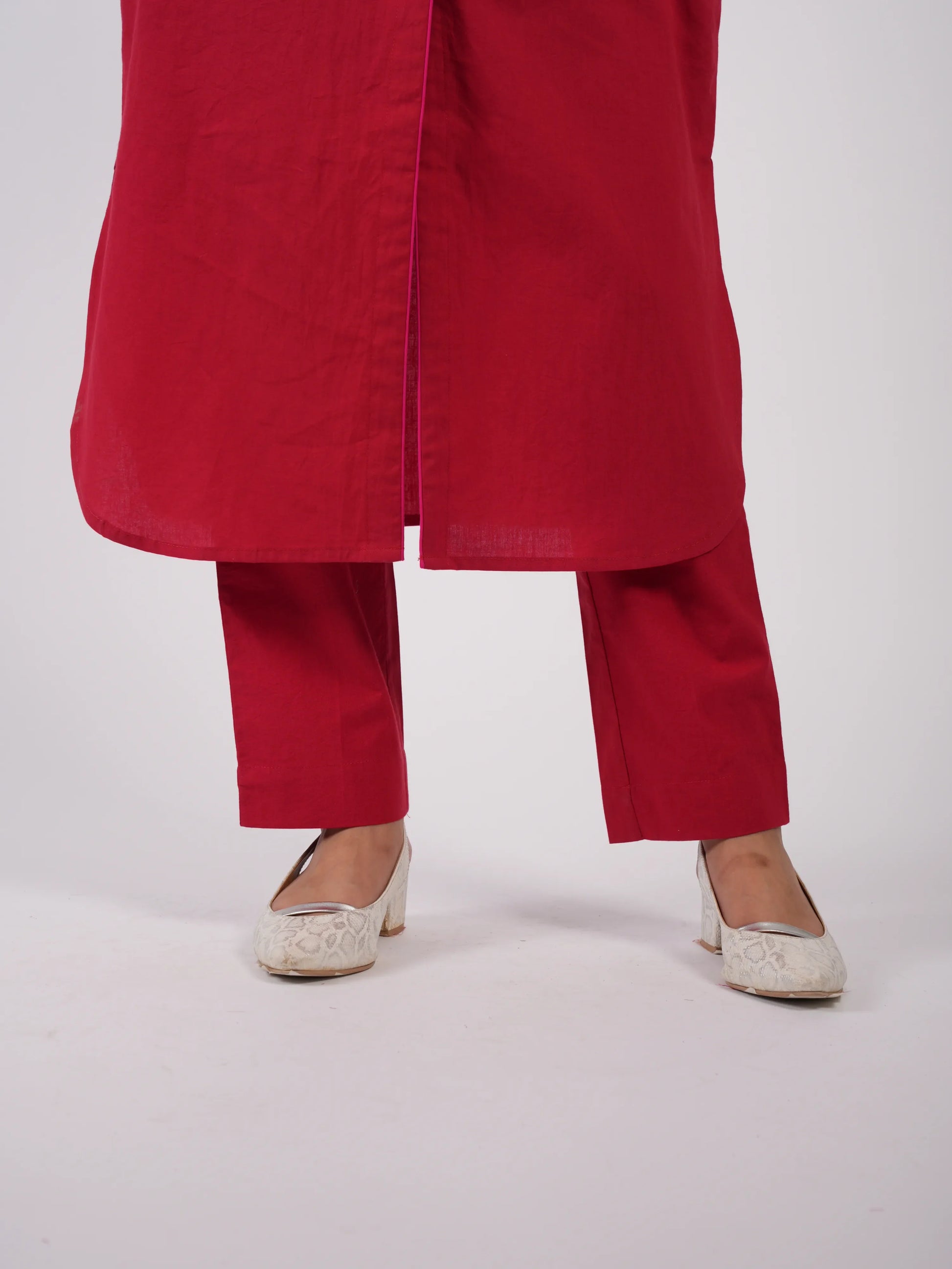Marron Red Cotton Co-ord Set