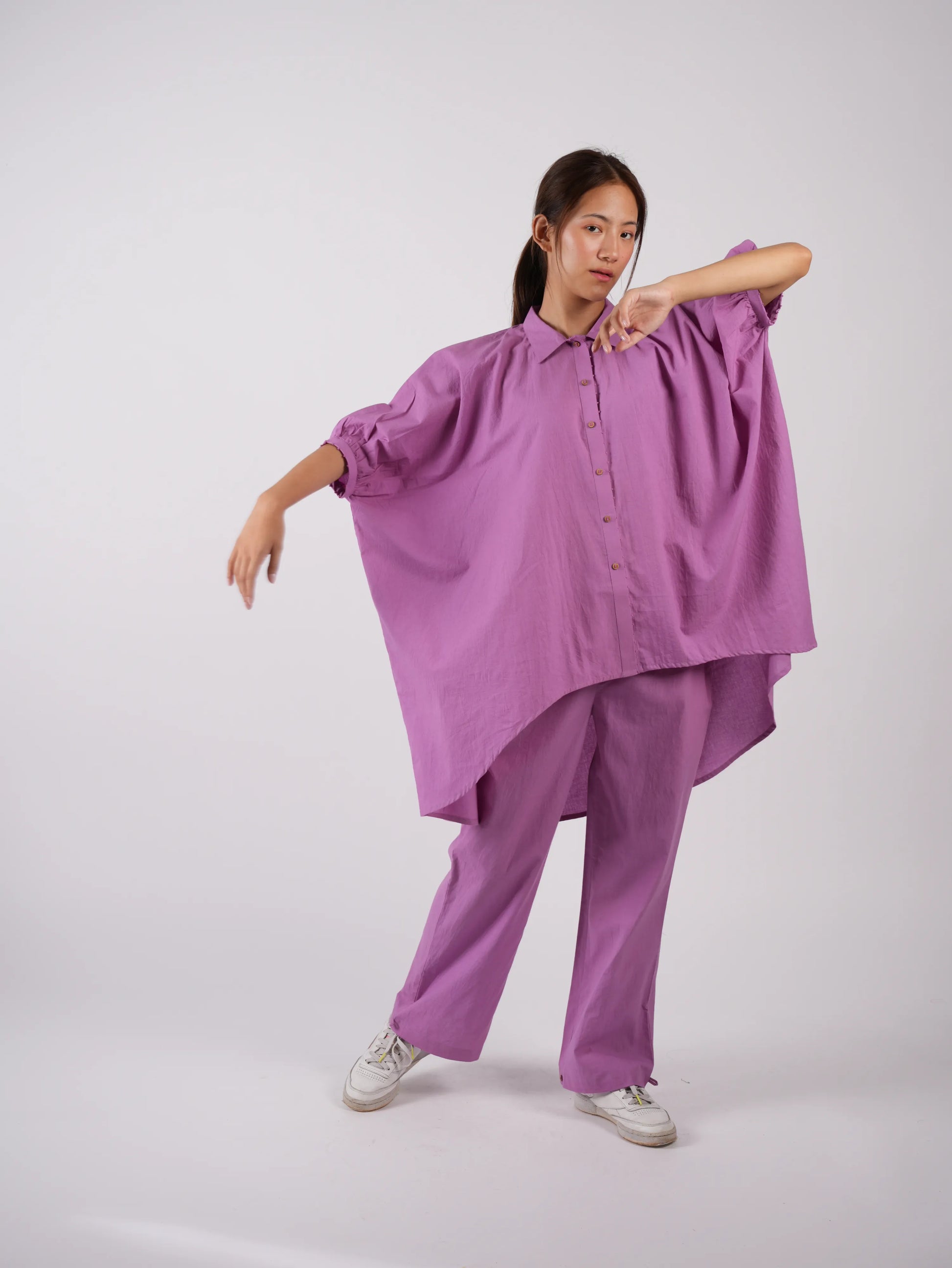 Lilac Cotton Asymmetric Co-ord Set