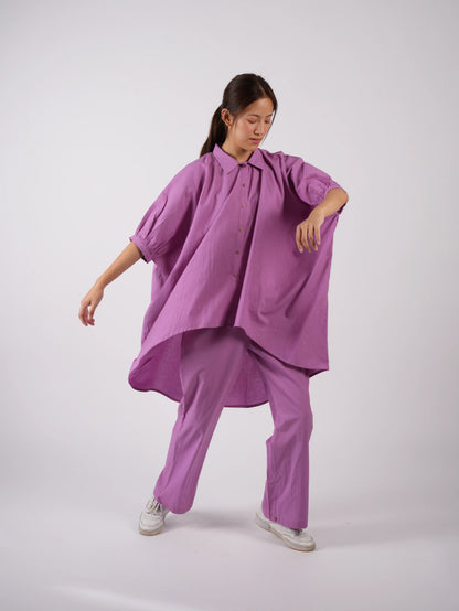 Lilac Cotton Asymmetric Co-ord Set