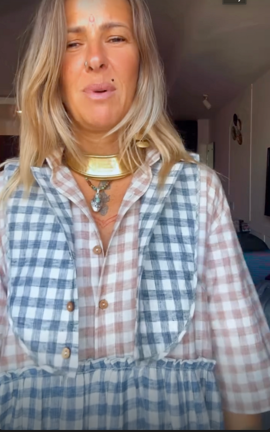 Sutra 4-Check Maxi Dress