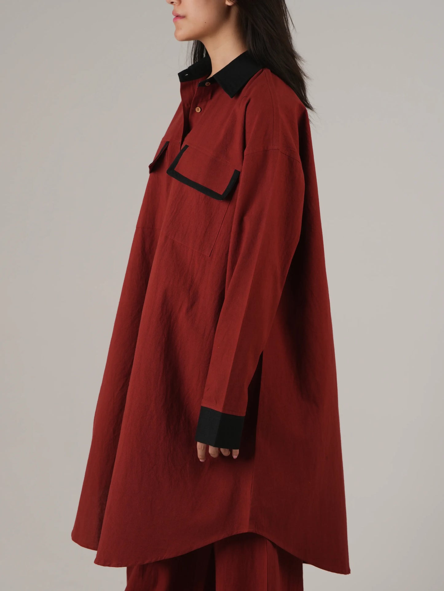 Vanshitaaz Blood Red Anti Fit Cotton Co-ord set with Black Stripes Detailing