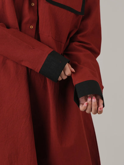 Vanshitaaz Blood Red Anti Fit Cotton Co-ord set with Black Stripes Detailing