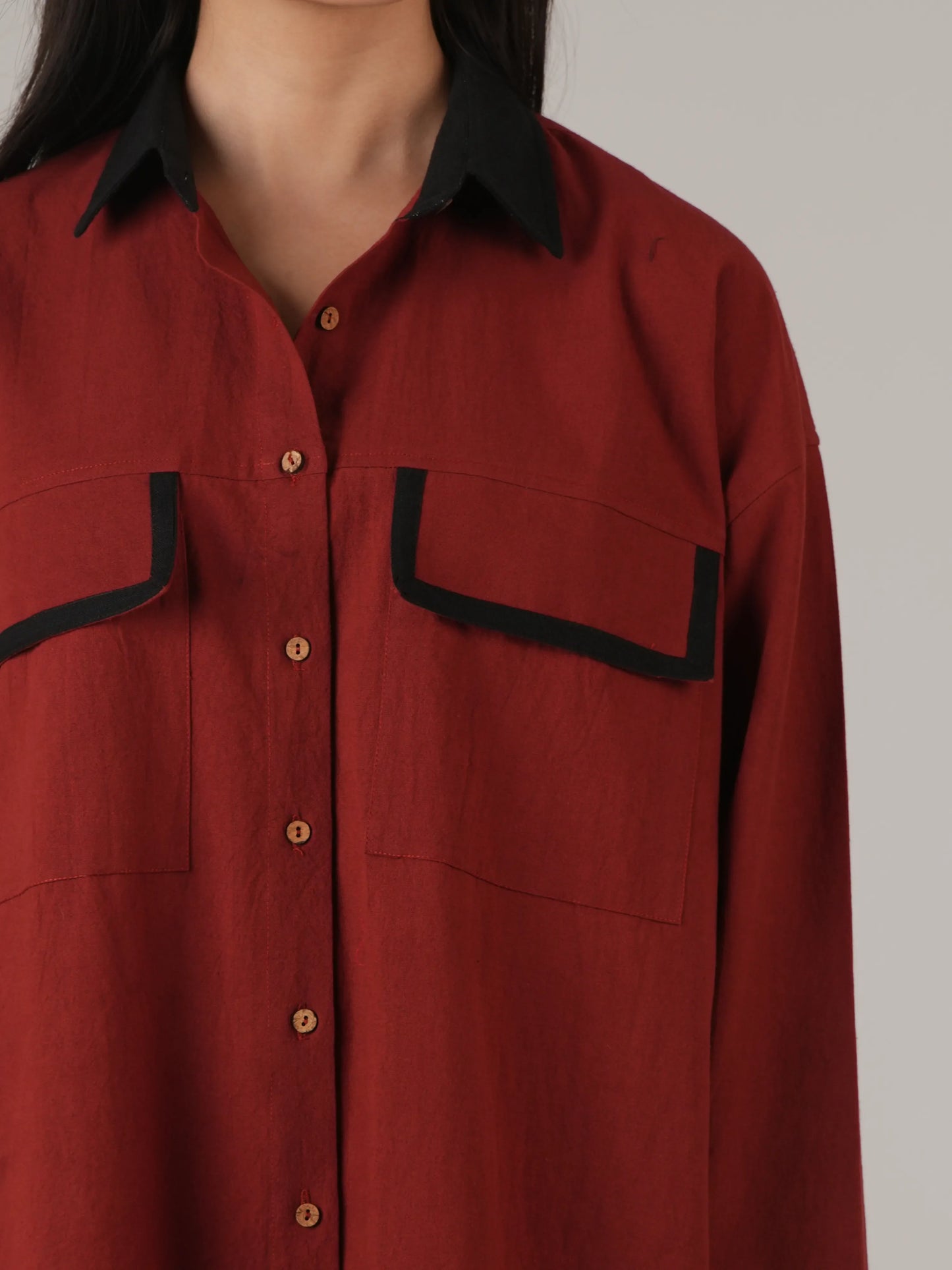 Vanshitaaz Blood Red Anti Fit Cotton Co-ord set with Black Stripes Detailing