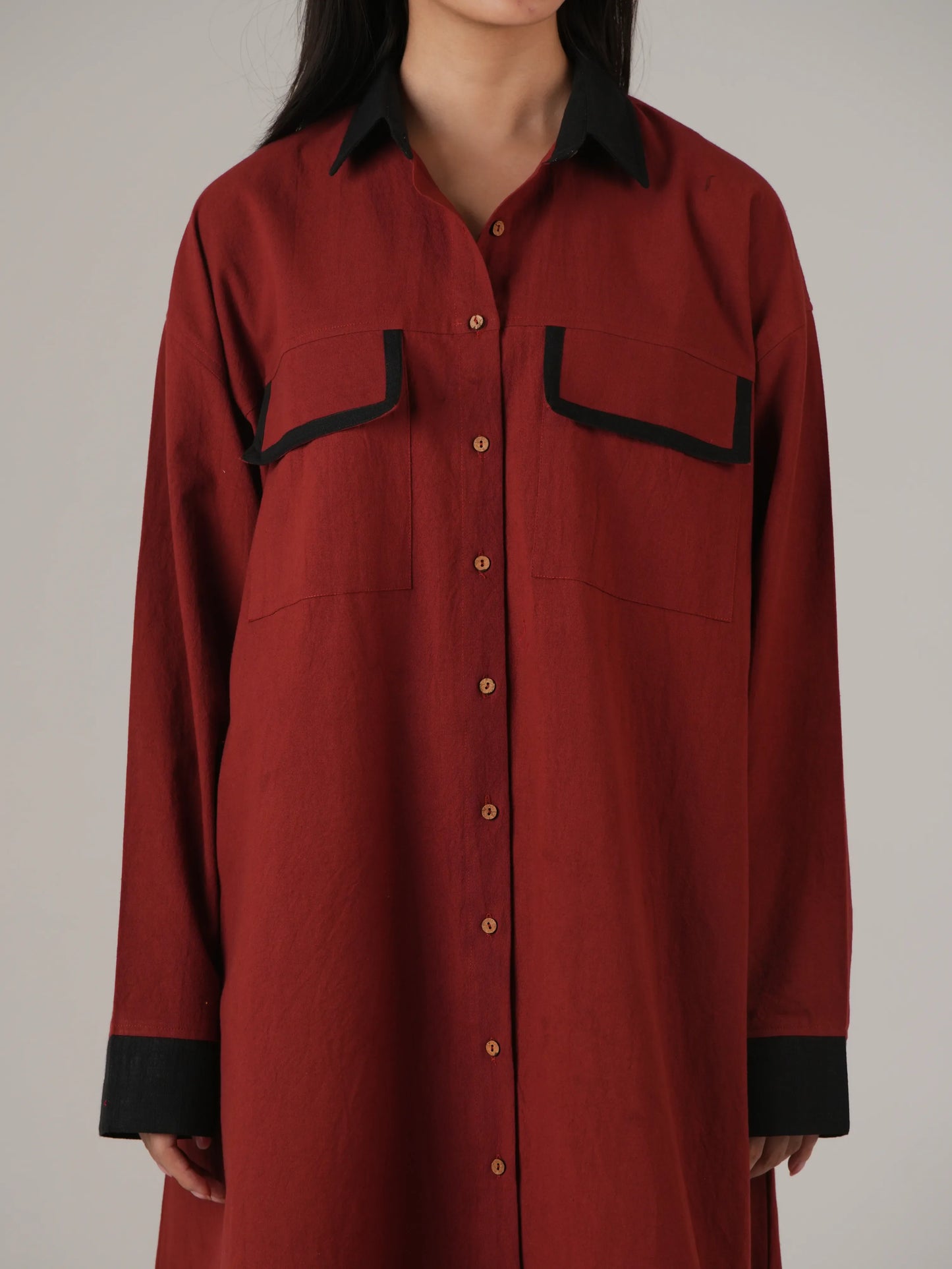 Vanshitaaz Blood Red Anti Fit Cotton Co-ord set with Black Stripes Detailing