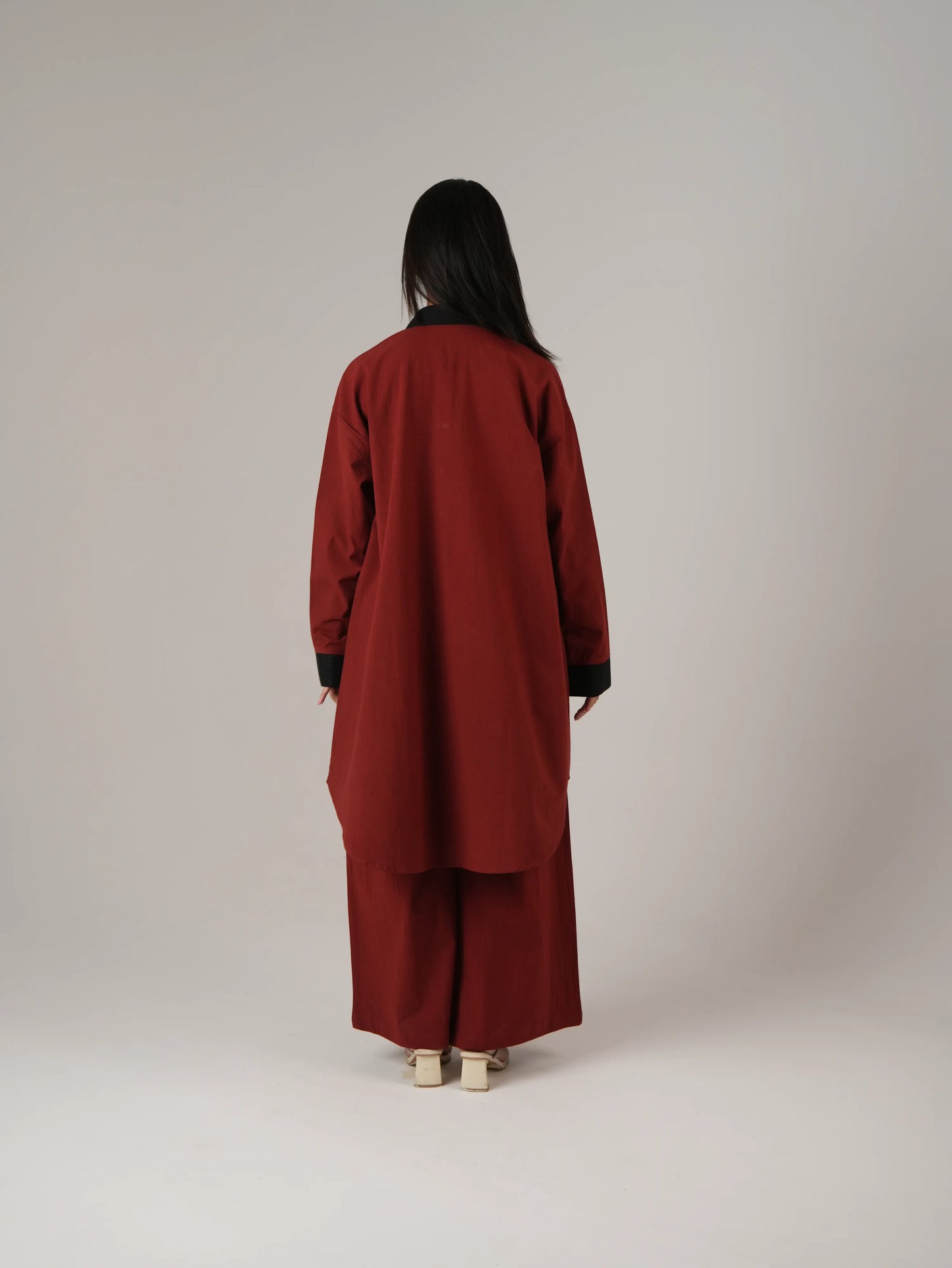 Vanshitaaz Blood Red Anti Fit Cotton Co-ord set with Black Stripes Detailing