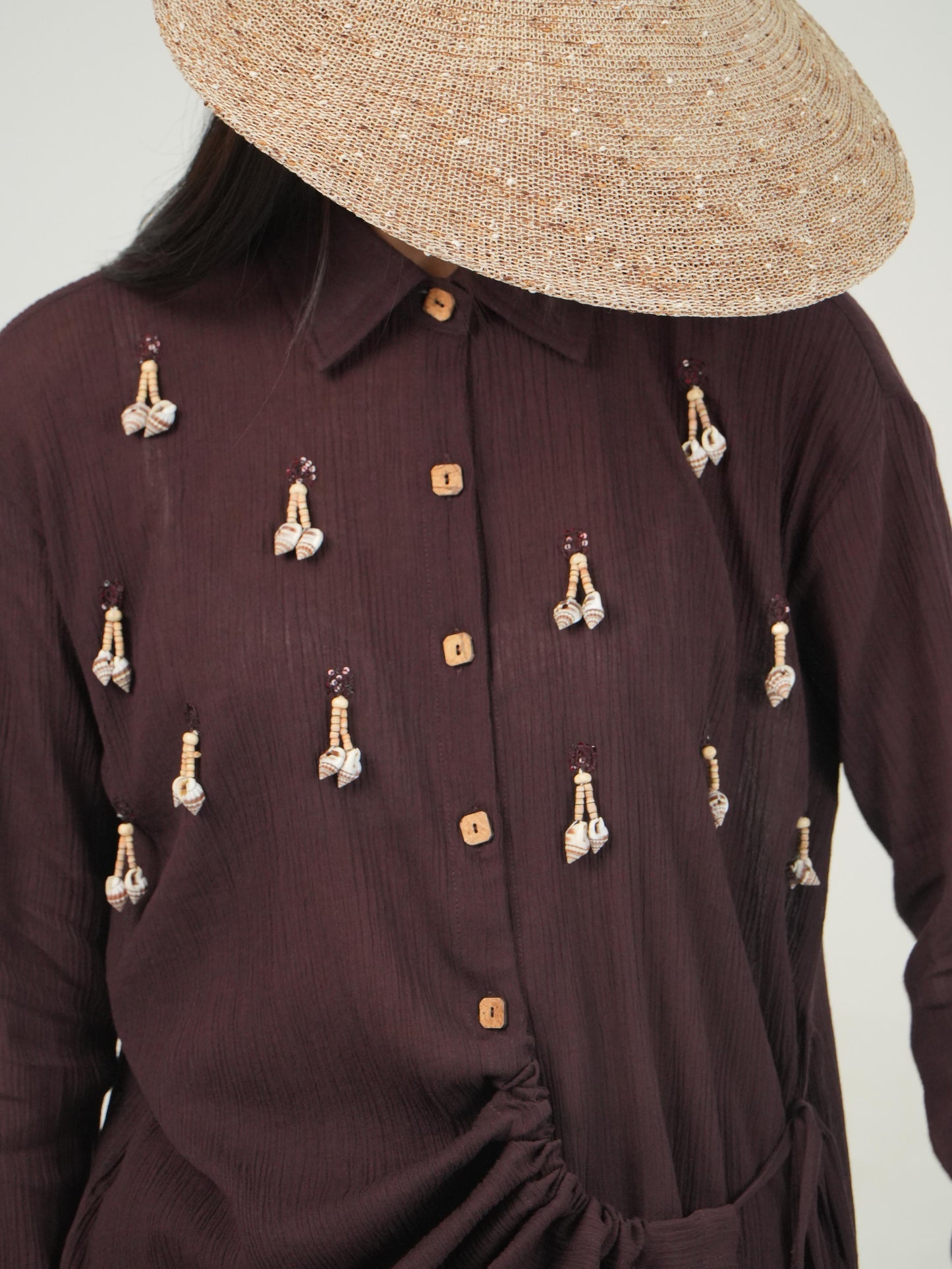 Vanshitaaz Deep Burgundy Crinkled Cotton Co-ord