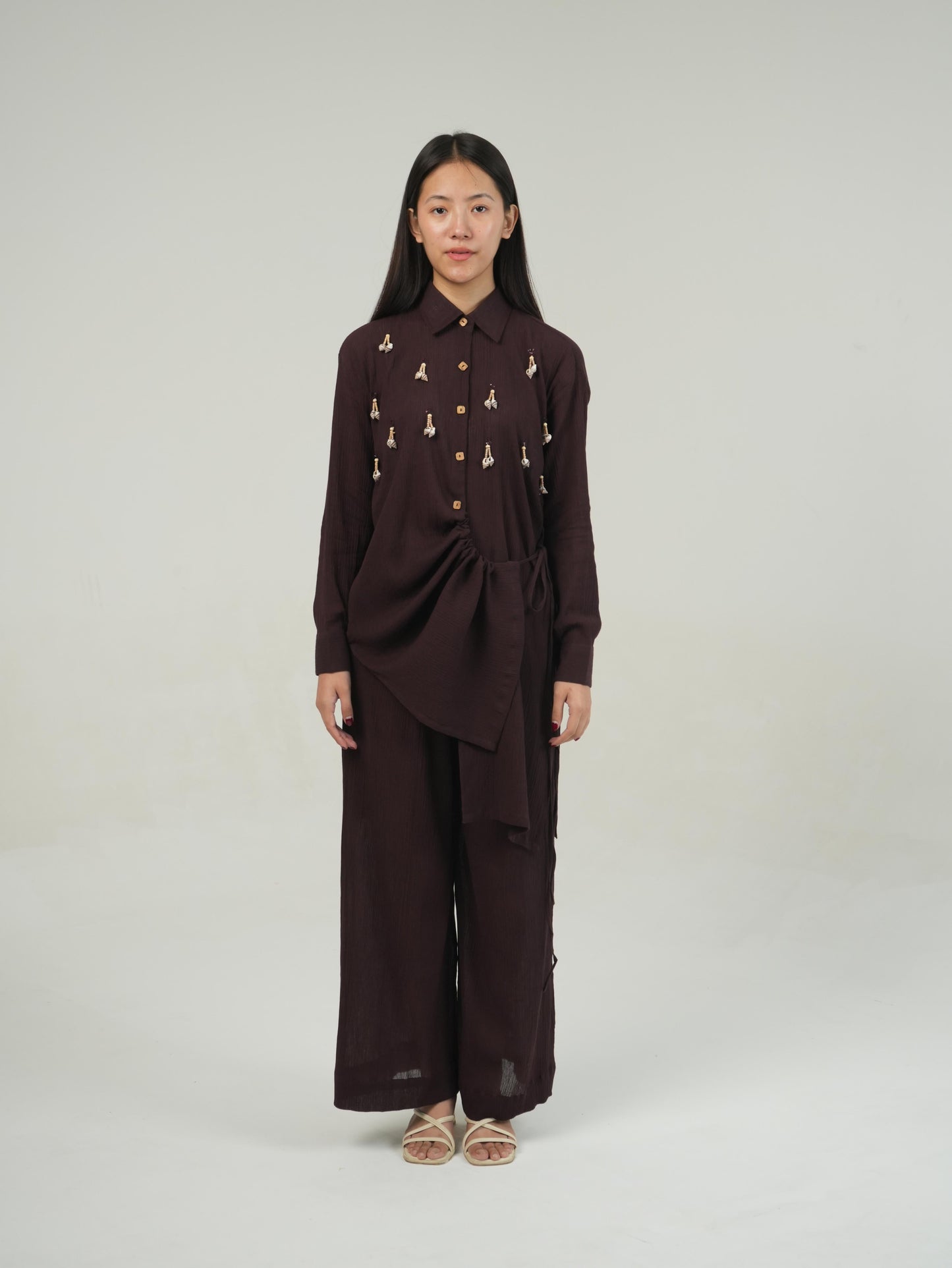 Vanshitaaz Deep Burgundy Crinkled Cotton Co-ord