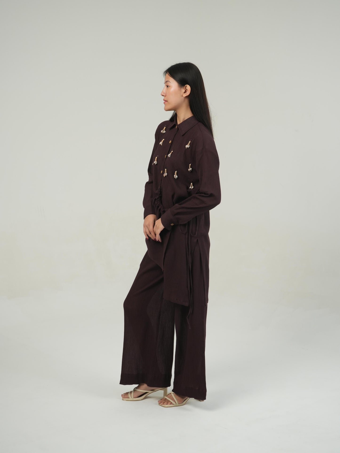 Vanshitaaz Deep Burgundy Crinkled Cotton Co-ord