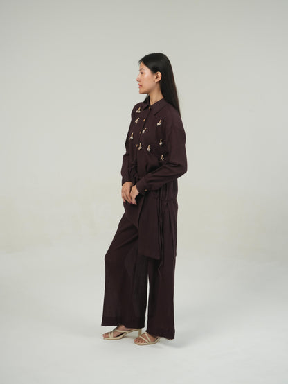 Vanshitaaz Deep Burgundy Crinkled Cotton Co-ord