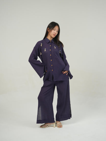 Vanshitaaz Mulberry Purple Crinkled Cotton Co-ord
