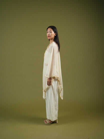Vanshitaaz Ivory Harmony Cape Set