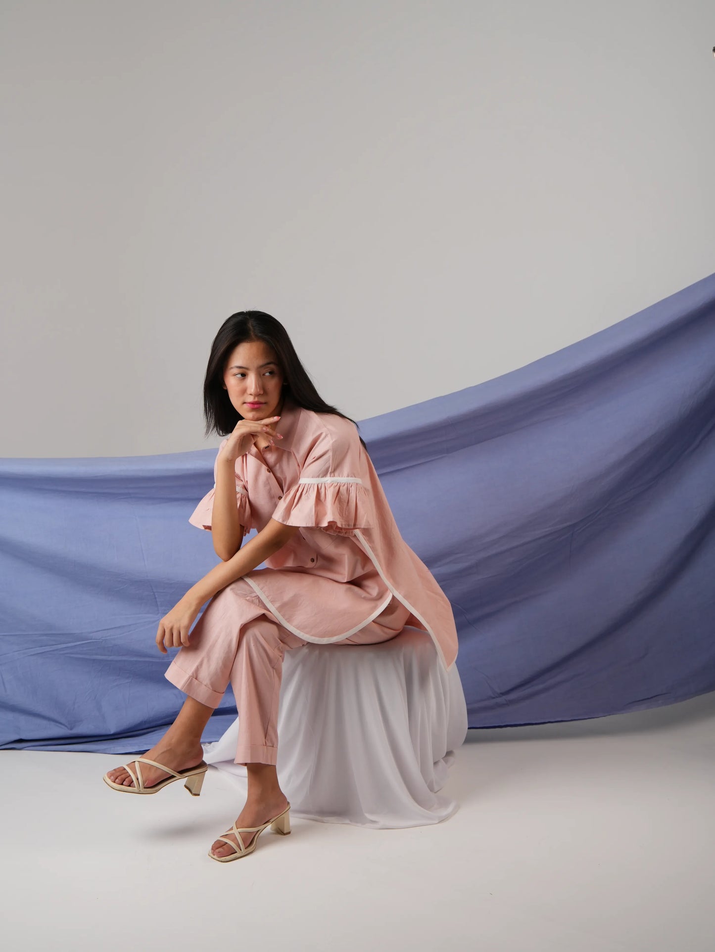 Vanshitaaz Icy Pink Anti-fit Cotton Co-ord set with White Stripes Detailing