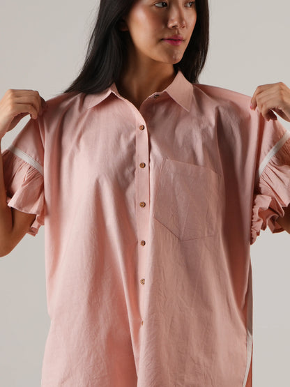 Vanshitaaz Icy Pink Anti-fit Cotton Co-ord set with White Stripes Detailing