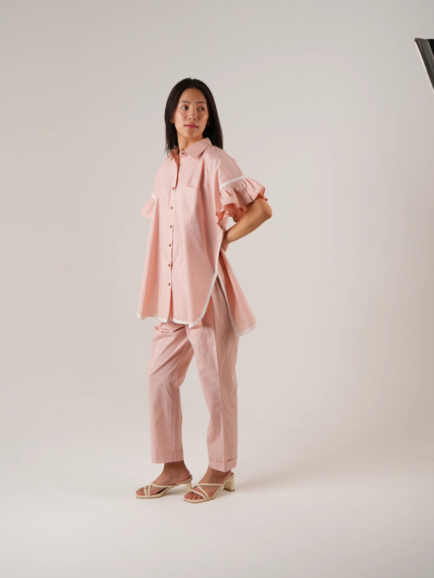 Vanshitaaz Icy Pink Anti-fit Cotton Co-ord set with White Stripes Detailing