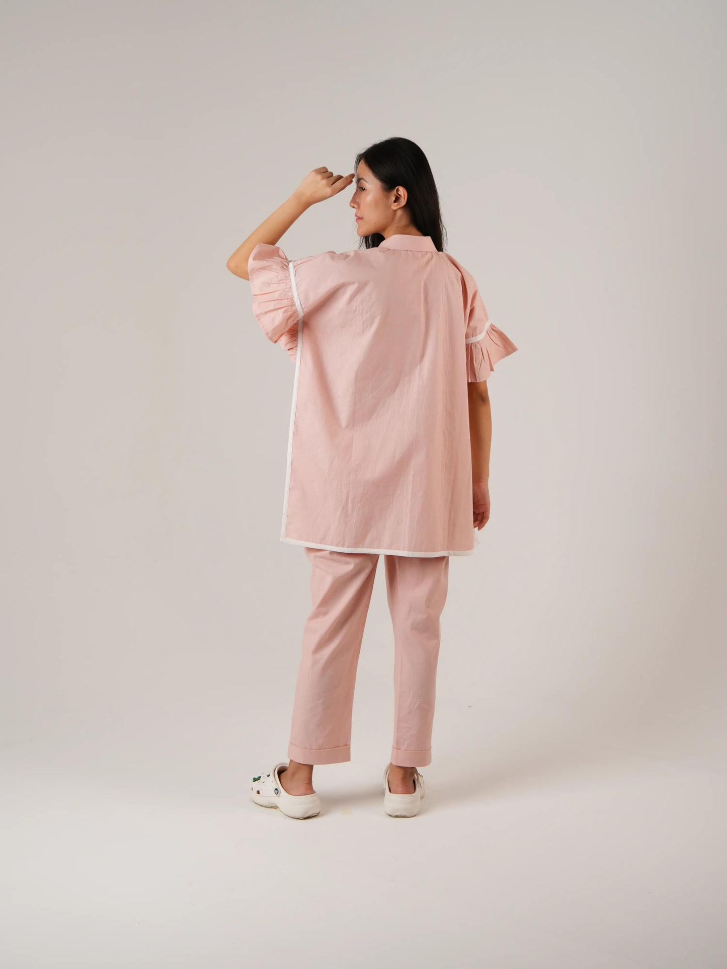 Vanshitaaz Icy Pink Anti-fit Cotton Co-ord set with White Stripes Detailing