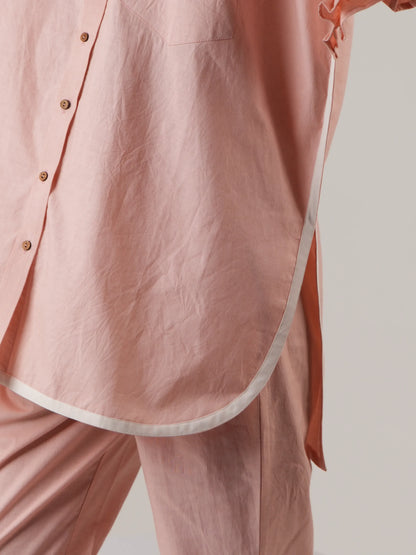 Vanshitaaz Icy Pink Anti-fit Cotton Co-ord set with White Stripes Detailing